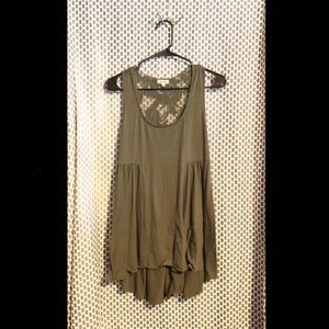 Olive Green High-Low Tank Top